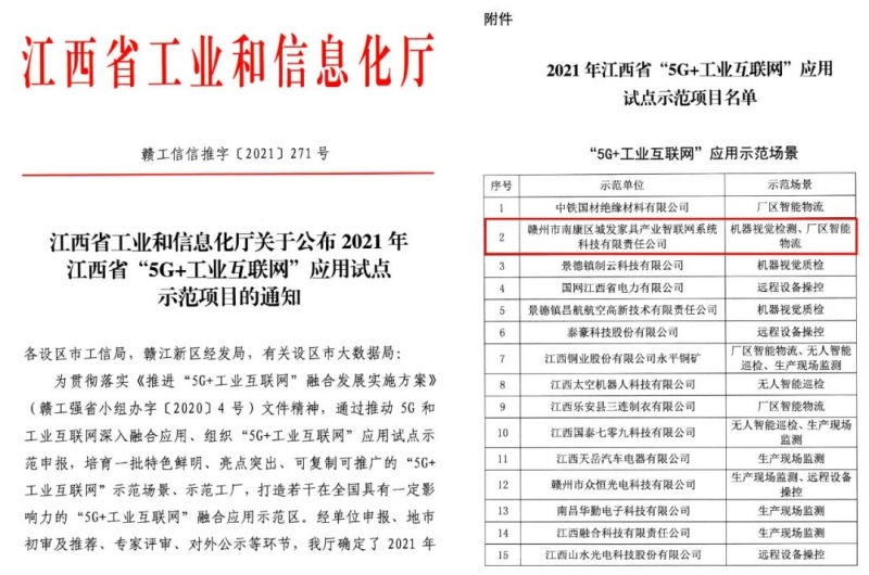 試點(diǎn)示范 | 城發(fā)家具產(chǎn)業(yè)智聯(lián)網(wǎng)入選2021年江西省“5G+工業(yè)互聯(lián)網(wǎng)”應用試點(diǎn)示范項目名單